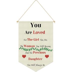 Daughter Gift from Mom Hanging Pennant Flag Banner Daughter Room Decor Wall Girls Room Wall Decor Banner Flag for Nursery Baby Kids Boy Newborn Teen Bedroom Playroom Linen Cotton