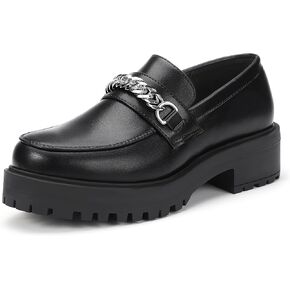 IDIFU IN2 Platform Loafers for Women with Chain Chunky Heel Penny Loafers Comfortable Round Toe Dress Shoes Work Office Business Dressy Fashion Casual Slip On Lug Sole Loafers Shoes in Saudi Arabia