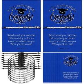 24 Sets 2025 Graduation Gifts to Students from Teacher Graduation Adjustable Bracelet for Her Him with Quote Cards for Class of 2025 College High School