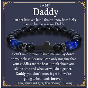 Fathers Day Gift for Bonus Dad, Stepdad, Grandpa, Daddy, Boyfriend's Dad Beaded Bracelet for Him on Birthday, Christmas
