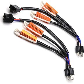 BEAMTECH H4 Fog Light Bulb Load Resistor, 50W Canbus Adapter Anti Flicker Cancel Error Plug-N-Play 2PCS