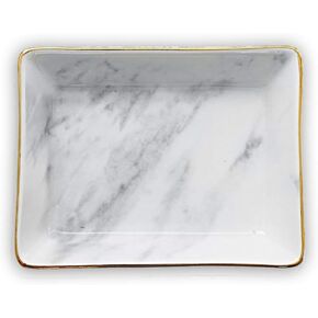 Marble Ceramic Jewelry Tray Ring Dish Ring Holder Display Organizer with Golden Edged Wedding Valentine's Day Housewarming Gift