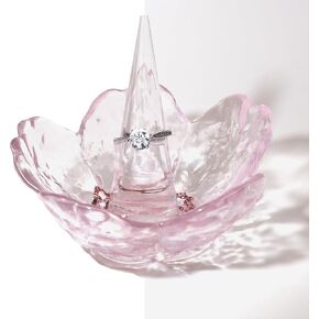 Ring Holder Crystal Clear Cherry Blossom Jewelry Holder Decorative Ring Dish Earrings Necklaces Bracelet Organizer Jewelry Dish Birthday Gifts for Engagement Wedding Women Mom Wife Couples Girls