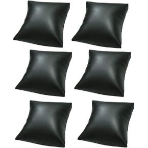 Teensery 6 Pcs Black PU Leather Small Bracelet Watch Pillow Bangle Cushions for Jewelry Displays, 4x4 inch