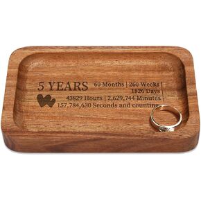 5th Anniversary Wedding Gifts for Wife, Husband – Handmade Acacia Wood Jewelry Tray, the Best Gift to Celebrate Five Years of Love.