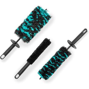 3-Piece Wheel Brush Set for Car Detailing – Soft Bristle Wheel Barrel Brushes in Large, Medium, Small – Non-Scratch, High-Density, Anti-Dust for Rims, Spokes, Multi-Fiber, Brake Dust