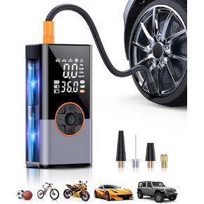 Tire Inflator Portable Air Compressor, 150PSI & 2X Faster Portable Air Compressor with Digital Pressure Gauge, Electric Air Pump for Car, Motorcycle, Bicycle and More