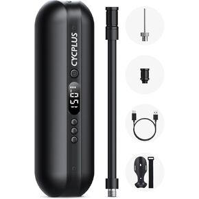 CYCPLUS Tire Inflator Portable Air Compressor - 150PSI Cordless Air Pump with Digital Tire Pressure Gauge, Accurate LCD Display & LED Light, DC/AC 2-in-1 for Car/Motorcycle/E-Bike/Ball(2025 Version)