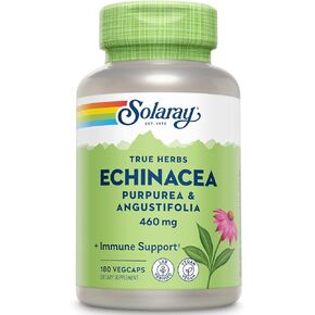 Solaray echinacea purpurea & angustifolia root 460 mg | وظيفة المناعة والتنفس الصحية الدعم | 180 VEGCAPS