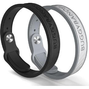 Mosquito Repellent Bracelets, 2 Pack Silicone Mosquito Repellent Bands with DEET Free, Natural & Waterproof Bug Wristbands for Kids and Adults, Outdoor Traveling Protection (Black&Grey)
