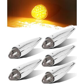 5pcs 17 LED Truck Cab Marker Lights | IP68 مقاوم للماء العنبر أعلى السقف أضواء الجري | تناسب الشاحنات Freightliner Kenworth Peterbilt Mack International Paccar | 3 خيارات العدسات: العنبر/الدخان/واضح