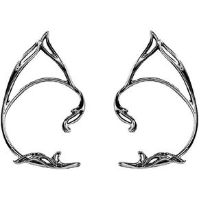 Asphire Gothic Elves Ear Cuffs 2pcs Non-Pierced Cat Ear Wrap Hollow Cartilage Climber Earrings Black Costume Ear Accessories Punk Hip Hop