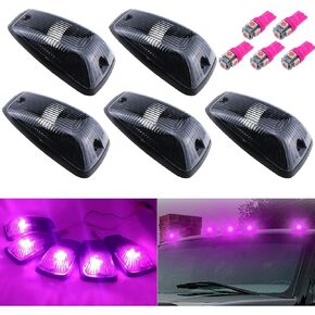 Green T10 LED Bulbs 5X Cab Marker Light Smoke Cover and Base for Roof Running Lights Top Clearance Light Compatible with 1988-2002 Chevy GMC C1500 C2500 C3500 K1500 K2500 Pickup Trucks