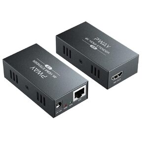PWAYTEK 4K HDMI Extender, Ultra HD 4K@60Hz Over Cat5e/6 Up to 200ft/60m, Extended Audio and Video, Supports Loop Out, IR, HDCP 2.2/1.4 YUV 444