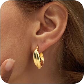 Small Hoop Earrings for Women - Dainty Gold Earrings Set Trendy 14K Gold/Silver Plated Hypoallergenic Huggie Hoops Earrings for Women No Tarnish Gold Jewelry Gift