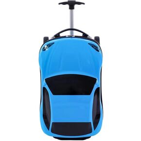 18" Car Suitcase for Boys, Pull-Along Suitcase for Kids,Cartoon Car Design Children's Travel Luggage with Retractable Handle for Boys and Girls (Blue)