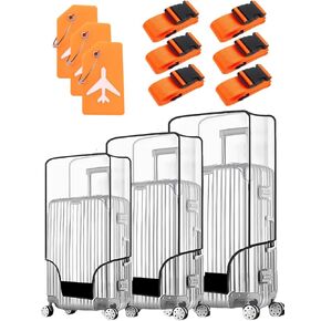 3 PCS Clear Cover Cover for Luggage ، 20 "24" 28 "Protector Protector Cover Cover TSA المعتمد من واقي PVC PVC (20" +24 "+28")