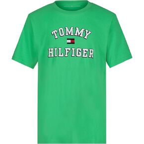 Tommy Hilfiger Boys' Short Sleeve Graphic Crew Neck T-Shirt, Soft, Comfortable, Relaxed Fit, Varsity Irish Green, 10-12