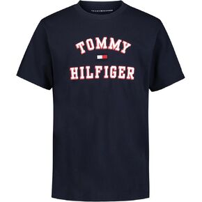 Tommy Hilfiger Boys' Short Sleeve Graphic Crew Neck T-Shirt, Soft, Comfortable, Relaxed Fit, Varsity Navy Blazer, 8