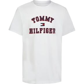 Tommy Hilfiger Boys' Short Sleeve Graphic Crew Neck T-Shirt, Soft, Comfortable, Relaxed Fit, Varsity Bright White, 8