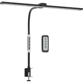 Neatfi LED Desk Lamp with 6-Level Brightness, Adjustable 2700~6500K Color Temperature, 14" Wide, Timer & Charging Port - Touch & Knob Control, 800 Lumens, Dimmable LED Table Light, 24W, CRI 85 (Black)