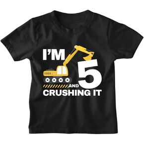 Luke and Lulu - 5th Birthday Shirt Boy Collection: Multi Themes Five, Handful, Construction, Size 5Y, Toddler & Kids