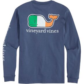 vineyard vines Men's Irish Flag Whale Long-Sleeve Pocket Tee