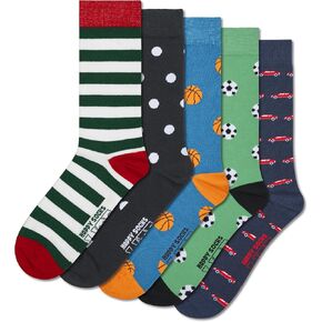 Happy Socks Basics Collection- Multi-Pack Crew Socks for Men and Women- Sports and Food Themed