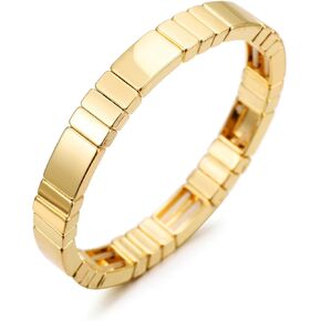 Gold Bracelet for Women 18K Gold Plated Square Bracelet Stretch Elastic Bracelet Fashion Bracelet Jewelry
