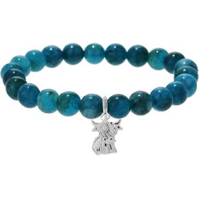 Sterling Silver Highland Cow Bracelets for Women 8mm Natural Stone Healing Highland Cow Relaxation Bracelets for Women