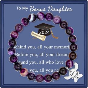 Ohana Means Family Bracelet Natural Stone Beaded Amethyst Bracelets for Womens Inspirational Jewelry Stitch Stuff Gifts for Lover Daughter Mom Niece