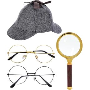 HOVEOX Detective Costume Detective Hat Costume Outfit with Accessories Detective Costume Accessories Set