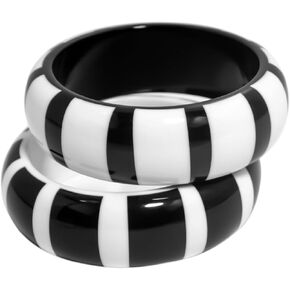مجموعة سوار راتنج راتنج نقي للنساء-Yinyang Harmony Backony و White Melon Stripe Barkles | استوديو المجوهرات المصنوعة يدويًا رمزيًا