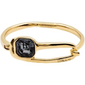 UNOde50 Crystal Statement Bracelet, 18K Gold-Plated, Black Faceted Crystal, Handcrafted in Spain, SER EXPRESIVA
