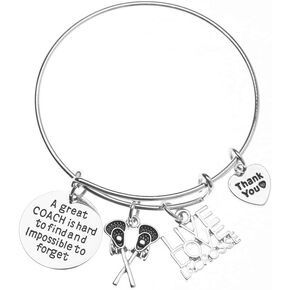 Sportybella Lacrosse Coach Bracelet - Jewelry for Coaches - Great Coach is Hard to Find But Impossible to Forget Bangle- Lax Gift
