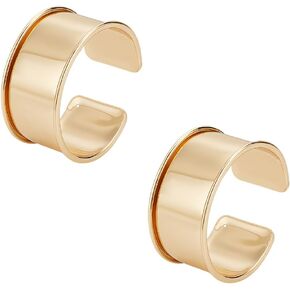 UNICRAFTALE 2pcs Golden Grooved Bangles Punk Style Wide Band Open Cuff Bangle Adjustable Alloy Wrist Cuff Wrap Bracelet for Gemstone Leather Inlay Bangle Making 3.45cm Wide