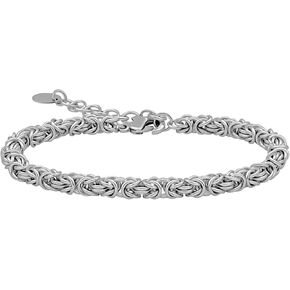 925 Sterling Silver Bracelets for Women/Men, Byzantine Design Bangles Jewelry, Trendy Waterproof Adjustable Dainty Minimalist Fashion Silver Bracelet, Multiple Specifications