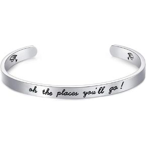 LParkin 2024 Graduation Gift Oh The Places You Will Go Stainless Steel Bracelet,