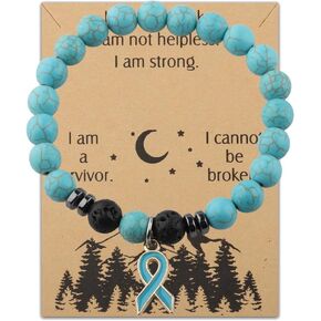 WSNANG Teal Ribbon PTSD Awareness Bracelet - Ovarian Cancer Survivor Inspirational Gift