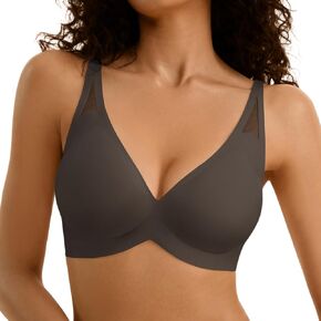Seamless Bras for Women No Underwire, Wireless Comfortable Bralettes with Mesh Adjustable Straps, Padded T-Shirt Bra