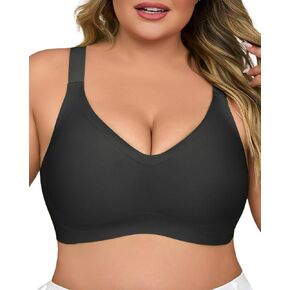 Plus Size Wireless Bras for Women V Neck Seamless Bralettes Comfort Full Coverage Bras Push Up Soft Cup Everyday Sleep Bra