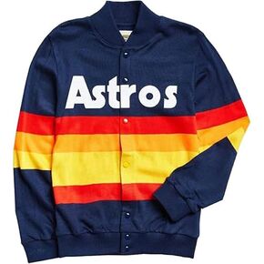 Womens Rainbow Stripe Blue Varsity Bomber Sweatshirt Jacket