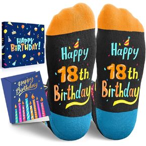 HAPPYPOP 18th Birthday Gifts Ideas Socks - Gifts for 18 Year old Boy Girl, Birthday Present for Teens Age18 With Greeting Card