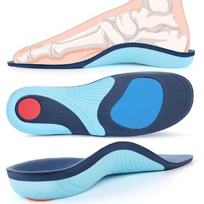 Plantar Fasciitis Insoles, 220+ lbs High Arch Support Inserts for Women Men, Heavy Duty Flat Feet Plantar Fasciitis Pain Relief Orthotic Athletic Work Boot Insoles for Standing All Day-M