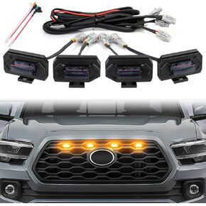 Seven Sparta Upgraded 4 PCS Grill Lights Compatible with 2020-2023 Toyota Tacoma Off Road & Sport OEM Grille Aftermarket Grille Light with Two Fuse Adaptors
