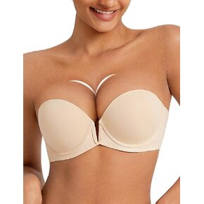 Strapless Push Up Bras for Women Deep Plunge Thick Padded Add 1 Cup Underwire Bra