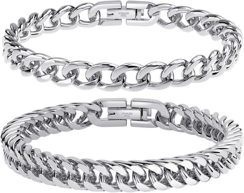 UHIBROS 316L Stainless Steel Chain Bracelet for Men Women, 18K Gold Sturdy Metal Link, Silver Black Cuban/Figaro/Paperclip/Rope Fashion Jewelry Set for Dad, Boyfriend, Husband, Girlfriend in Saudi Arabia