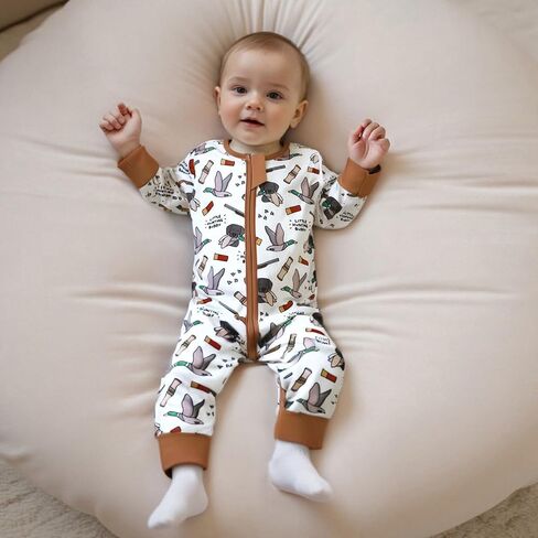 Chloefairy Duck Hunting Baby Clothes Boy Girl Mallard Duck Romper Long Sleeve Zipper Jumpsuit Infant Fall One Piece Outfit in Saudi Arabia