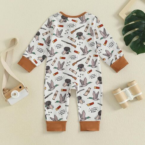 Chloefairy Duck Hunting Baby Clothes Boy Girl Mallard Duck Romper Long Sleeve Zipper Jumpsuit Infant Fall One Piece Outfit in Saudi Arabia