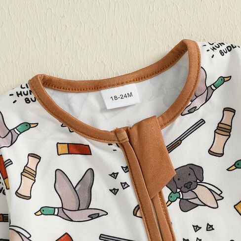 Chloefairy Duck Hunting Baby Clothes Boy Girl Mallard Duck Romper Long Sleeve Zipper Jumpsuit Infant Fall One Piece Outfit in Saudi Arabia